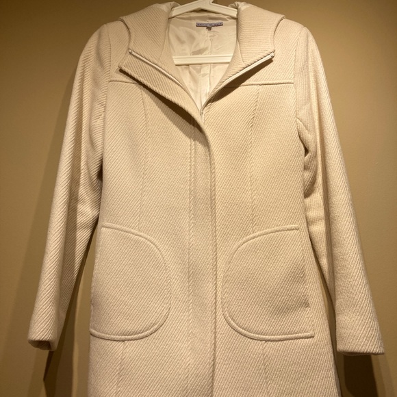 Cream wool blend short coat - Picture 1 of 5